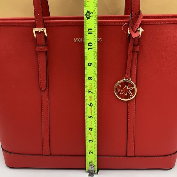 MICHAEL KORS JET SET TRAVEL LARGE TOP ZIP SHOULDER TOTE FLAME - Picture 7 of 16